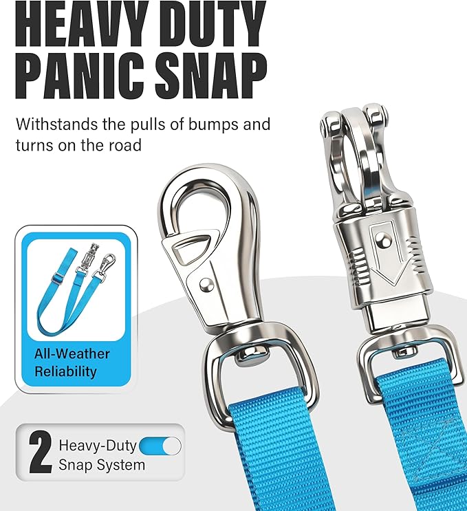 Cross Ties for Horse, Nylon Trailer Tie w/Quick-Release Panic Snap & Bull Snap Horse Trailer Accessories, Adjustable Length Range 42.5" to 73", Equestrian Supplies, Azure