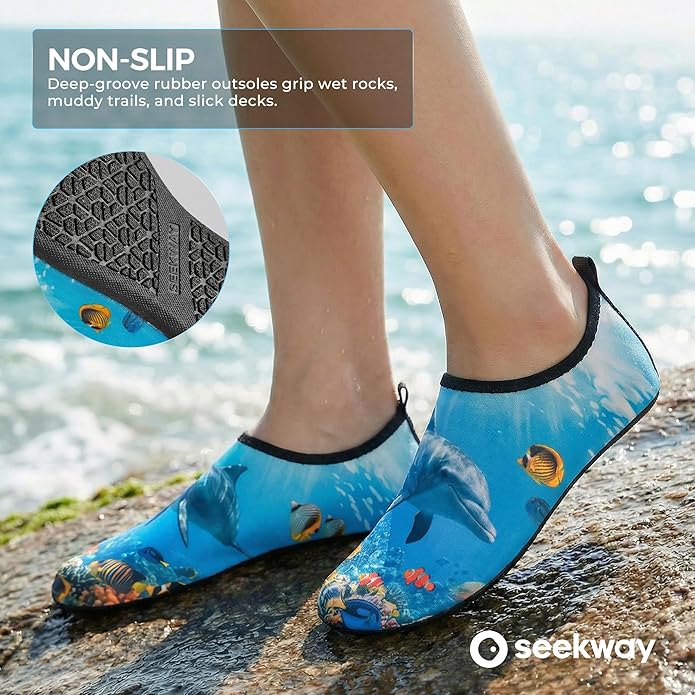 SEEKWAY マリンシューズ ウォーターシューズ レディース メンズ 大人 速乾 アクアソックス ベアフット 滑り止め ビーチ水泳 川 プール 湖 サーフィン用 ブラック SK002(U)