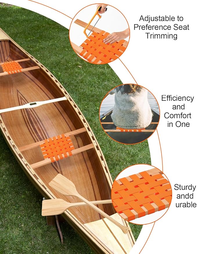 34″ Wood Canoe Seat with 32″ Paddles, 4Pcs Replacement Canoe Hardware Accessories