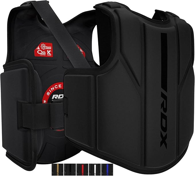 RDX Boxing Body Protector, MMA Kickboxing Muay Thai Boxing Chest Guard, Sparring Training Heavy Punching, Kara Adjustable Strike Shield, Martial Arts Upper Body Ribs Protection Pad, Taekwondo Vest