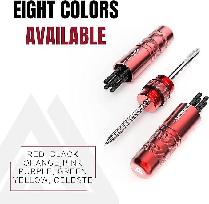 KOM Cycling Tubeless Tire Repair Kit for Bikes 8 Colors! Fixes Mountain Bike and Road Bicycle Tire Punctures