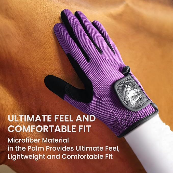 FINGER TEN Horse Riding Gloves Equestrian Women Kids for Girls Boys Mesh Breathable Lightweight Color Pack, Comfortable Grip for Summer