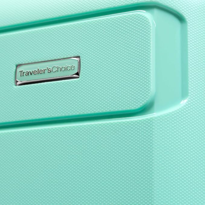 Traveler's Choice Pagosa Hardshell Expandable Luggage with Spinner Wheels, Mint, 22-Inch Carry-on