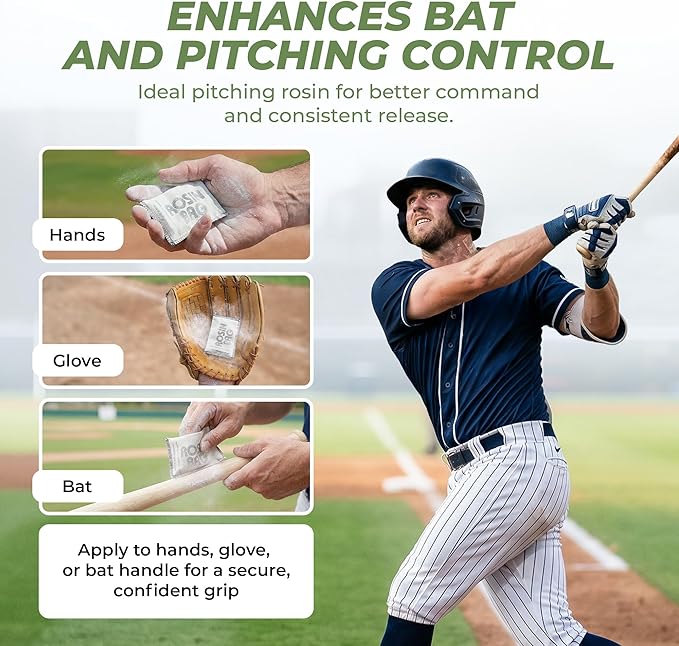 Hot Glove Rosin Bag – Baseball & Softball Grip Powder – Professional Dry Hand Grip for Pitchers & Hitters – Sweat Absorbing Rosin for Bat Grip & All Sports – Made in USA