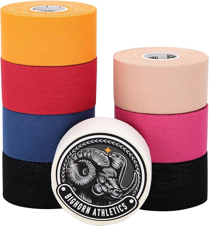 Bighorn Athletics Sports Tape | EZ-Tear Orange Athletic Tape for Wrist, Ankle & Foot Support | Zinc Oxide Infused & Latex-Free Adhesive, Breathable Cotton Fabric, 1.5-Inch x 45-Feet, 4 Rolls, Orange