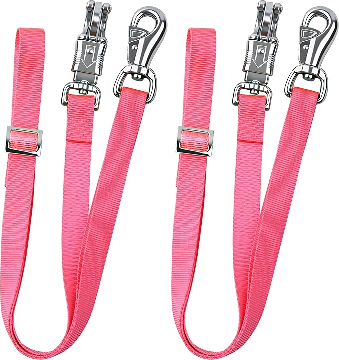 Cross Ties for Horse, Nylon Trailer Tie w/Quick-Release Panic Snap & Bull Snap Horse Trailer Accessories, Adjustable Length Range 42.5" to 73", Equestrian Supplies, Bright Pink