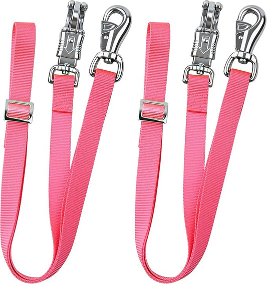 Cross Ties for Horse, Nylon Trailer Tie w/Quick-Release Panic Snap & Bull Snap Horse Trailer Accessories, Adjustable Length Range 42.5" to 73", Equestrian Supplies, Bright Pink
