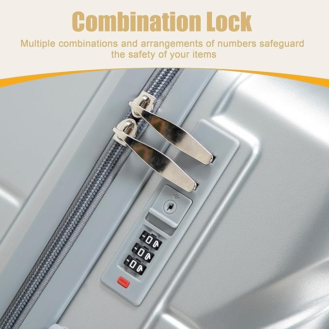 28 Inch ABS Hard Shell Large Luggage With Combination Lock and Side Hooks, Sliver