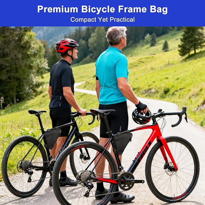 Bike Frame Bag, Premium Bike Pouch for Mountain Road Bike, Lightweight Triangle Bicycle Frame Bag (Small Black)