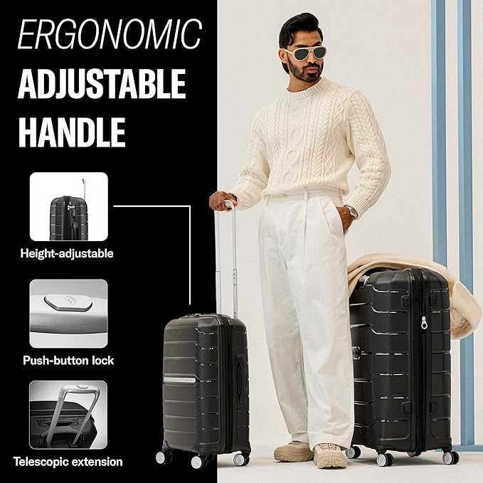 Samsonite Freeform 2-Piece Luggage Set - Carry-On & Large Checked Luggage with Dual Spinner Wheels - Durable Polypropylene Hardshell - TSA Lock, Airline-Approved - Expandable Hard Shell - Ocean Blue