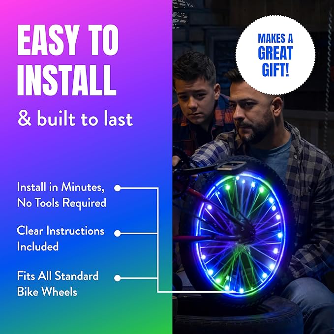 Activ Life LED Bike Wheel Lights with Batteries Included! Get 100% Brighter and Visible from All Angles for Ultimate Safety & Style (1 Tire Pack)