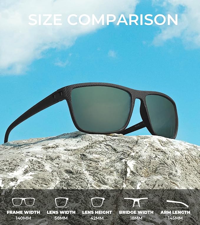 KALIYADI Polarized Sunglasses for Men, Lightweight Sun Glasses with UV Protection for Driving Fishing Golf