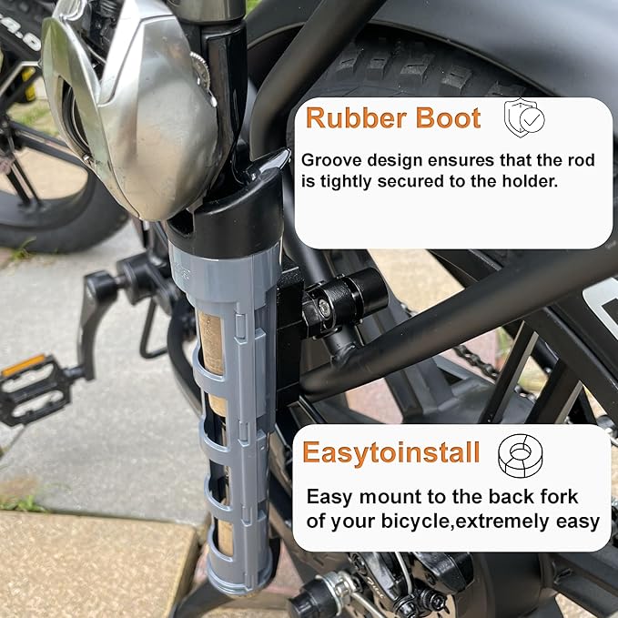 Bike Fishing Rod Holder, Fishing Rod Holder for Bike , E-Bike Fishing Rod Holder, Easy to Install for Bicycles, E-Bikes, Motorcycles, Boats and ATVS, Gray