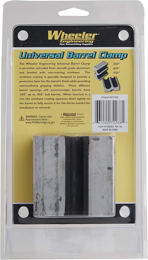 Wheeler Universal Barrel Clamp Constructed from Aircraft Grade Aluminum with Non-Marring Surface for Firearms and Gunsmithing, Silver (Pack of 5)