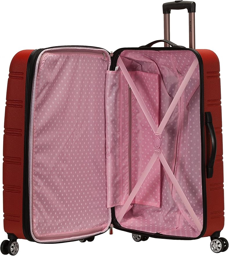 Rockland Melbourne ハードサイド 拡張可能 スピナーホイール 荷物、レッド、チェック済み-大型 28インチ (F1603-RED)