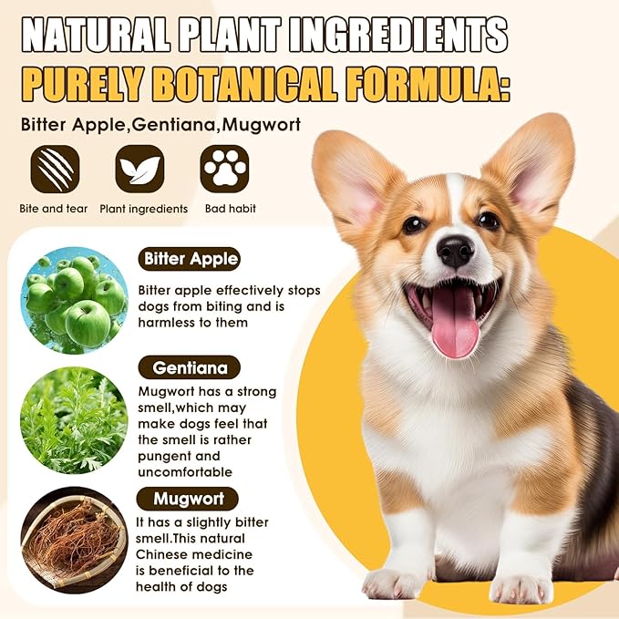 Bitter Apple Spray for Dogs, Effectively, No Chew Spray for Dogs Stop Licking Biting & Destructive Behavior Protect Your Furniture Prevent Licking Injuries Indoor/Outdoor Training Deterrent (150ML)