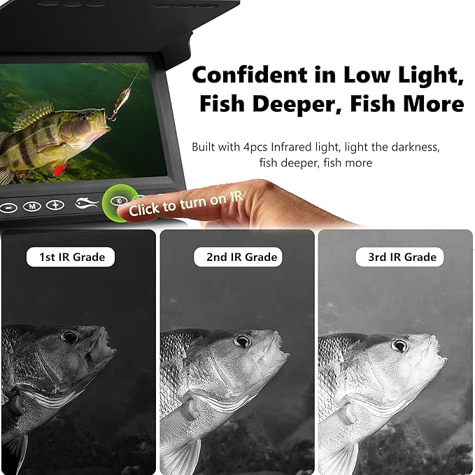 [FishPRO® 2026 Upgrade] The PRO in Underwater Fishing Camera -4.3'' Ice Fishing Camera Underwater(NO Need Learn), 1000TVL, Ice Fish Gift for Men, Ice Fish Finder for Boat Fish w/IR/USB-C/5,000mAh/66ft