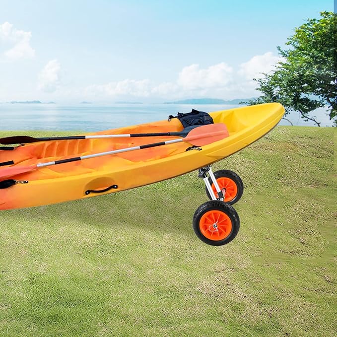 VEVOR Kayak Cart, 280lbs Load Capacity with 10 Inch Solid Tires, Heavy Duty Detachable Canoe Trolley Cart with Adjustable Width & Top Foam Protection, for Kayaks with Drain Holes of 2.54cm and Above