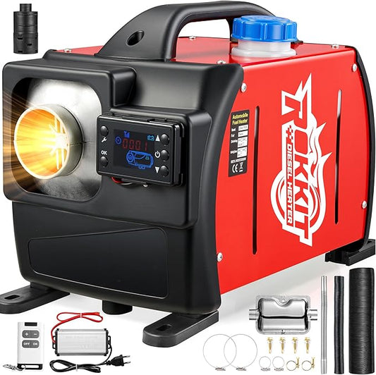 [2026 Version]Diesel Heater 8KW, 110V/12V All-in-One Portable Diesel Air Parking Heater with LCD Thermostat Monitor & Remote Control for Trucks, Car Trailer, Boat and Motor-home (8KW)