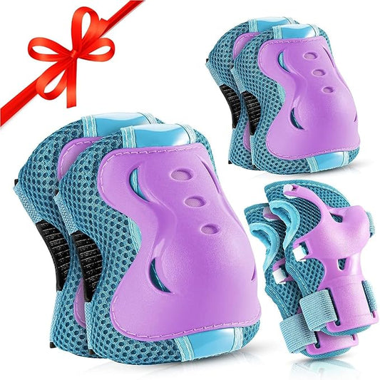 BOSONER Knee Pads for Kids Roller-Skating: Adjustable Protective Gear Set Knee Elbow Pads Wrist Guards for Bike Cycling Skateboarding Scooter Gifts 3-8 / 9-15 Years Boys Girls