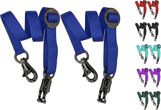 Majestic Ally Pack of 2, Double Thick Trailer Tie for Horse Haulage with Adjustable Buckle, Panic Snap and Bull Snap – 1 Inch by 36 Inch (Royal Blue)