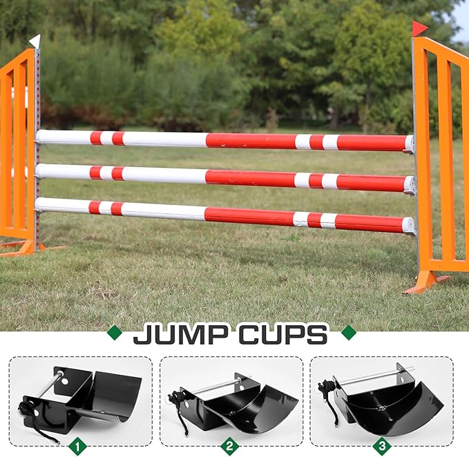 Abbylike 4 Pairs (8 Pieces) Jump Cups Metal Horse Jump Cups with Pin Fits Standards Uprights, Lightweight Durable for Hobby Horse Jumper Equestrian Activities
