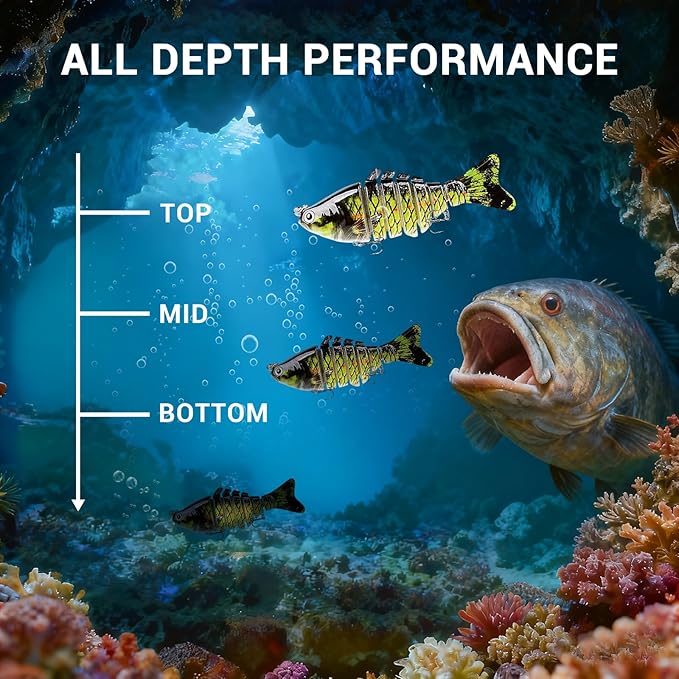Fishing Lures Multi Jointed Fish Fishing Kits Slow Sinking Lifelike Swimbait Freshwater and Saltwater Crankbaits for Bass Trout Bass Lures