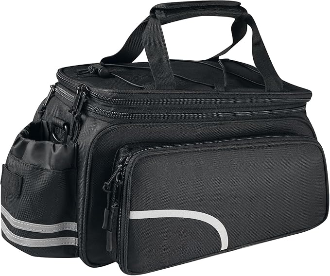 Bike Rack Bag,20L Large Capacity Waterproof PVC Bicycle Pannier Saddle Bag with Multiple Foldable Pockets for Rear Rack, Commuter Travel Outdoor Cycling Road Mountain Ebike,Reflective Strips, Black