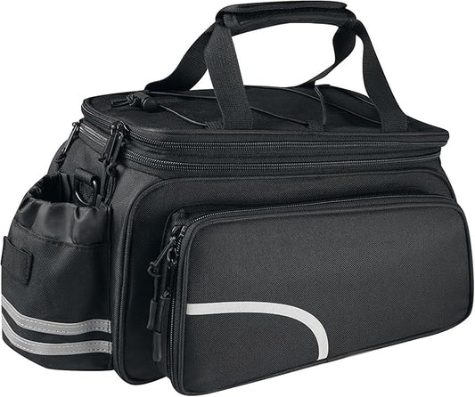 Bike Rack Bag,20L Large Capacity Waterproof PVC Bicycle Pannier Saddle Bag with Multiple Foldable Pockets for Rear Rack, Commuter Travel Outdoor Cycling Road Mountain Ebike,Reflective Strips, Black