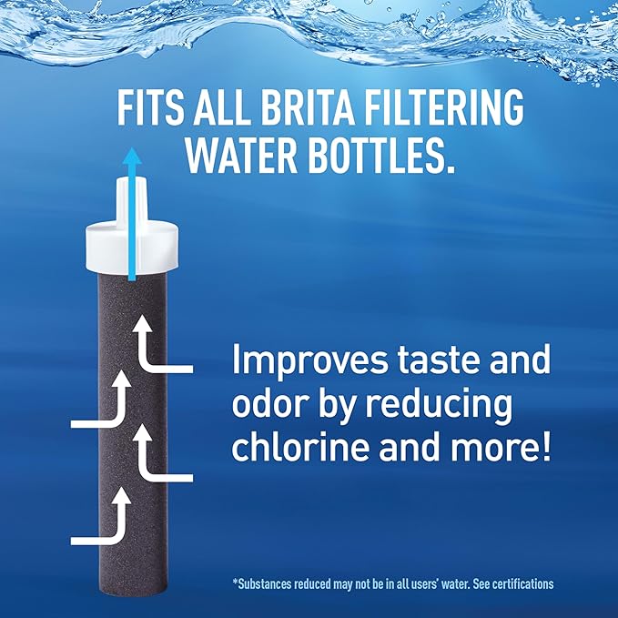 Brita ハードサイド プラスチック プレミアム フィルター付きウォーターボトル、BPAフリー、再利用可能、ペットボトル300本分の代わり、フィルター寿命2ヶ月または40ガロン、フィルター1個付属、オーキッド - 36オンス