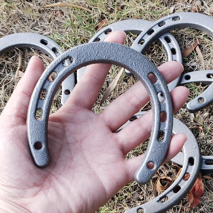 ZSHIGANMA 12Pcs Cast Iron Horse Shoes for Decorations, Durable Good Lucky Horseshoe for Wall Décor, Indoor, Outdoor, Cowboy, Western, Wedding, Birthday Party Favors Supplies (12)