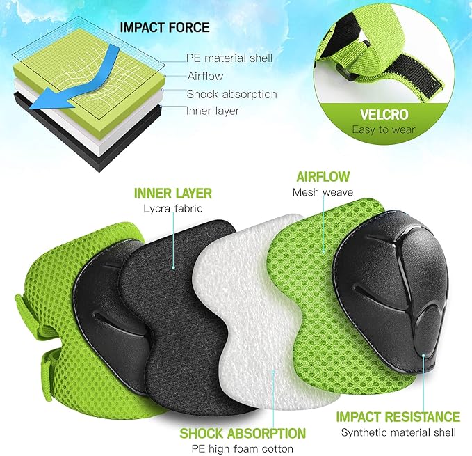 Wemfg Kids Protective Gear Set Knee Pads for Kids 3-14 Years Toddler Knee and Elbow Pads with Wrist Guards 3 in 1 for Skating Cycling Bike Rollerblading Scooter