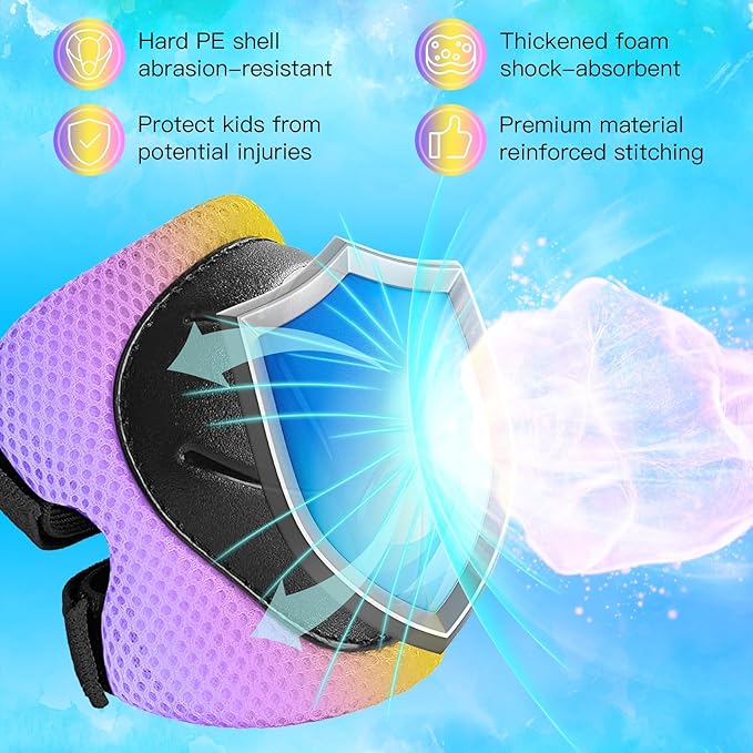 Wemfg Kids Protective Gear Set Knee Pads for Kids 3-14 Years Toddler Knee and Elbow Pads with Wrist Guards 3 in 1 for Skating Cycling Bike Rollerblading Scooter