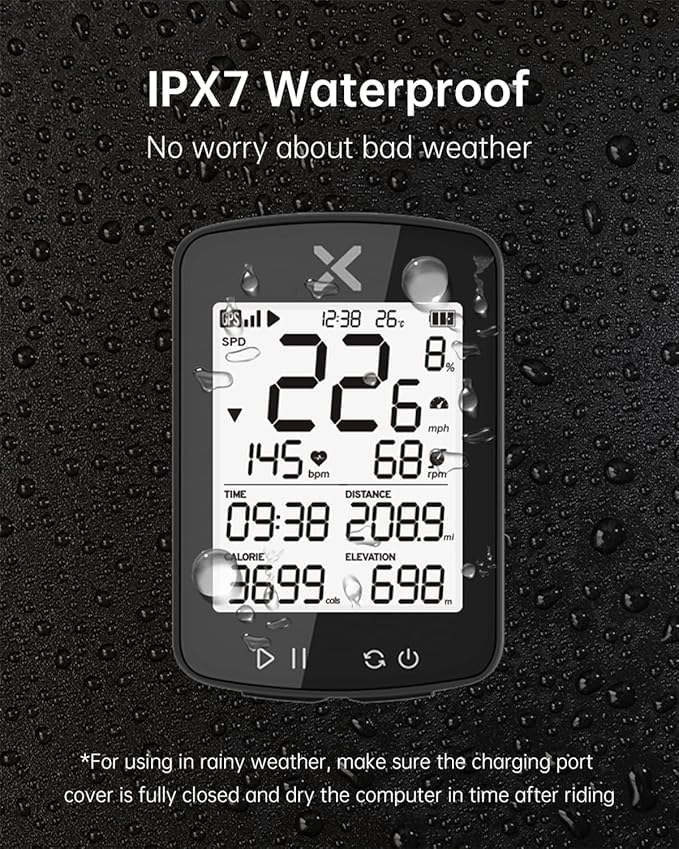 XOSS G+ Gen2 GPS Bike Computer ANT+/ Bluetooth IPX7 Cycling Computer Rechargeable Speedometer Odometer with 2.2 inch LCD Screen, 28 hrs Long Battery Life with Vortex Speed Cadence Sensor-2 Pack