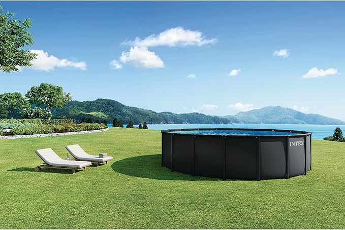 INTEX ウルトラXTR 18フィートx52インチ 地上設置型プールセット、スチールフレーム円形プール、2100GPH砂フィルターポンプ、はしご、カバー、グランドクロス付き