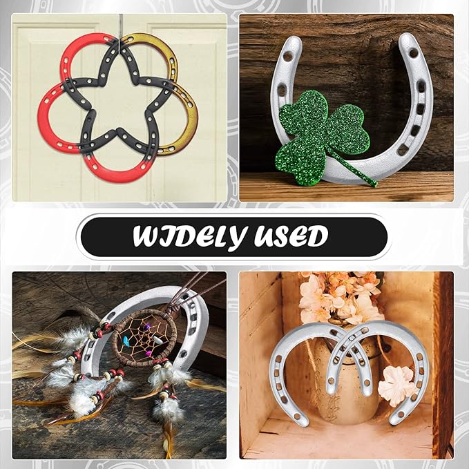 Shimeyao 10 Pcs Horseshoe Bulk Cast Iron 4.5 x 4.3 Inch Horseshoes for Adults Wall Hung Good Luck Handmade Decorations Horse Theme Party Wedding Birthday Supplies (Silver)
