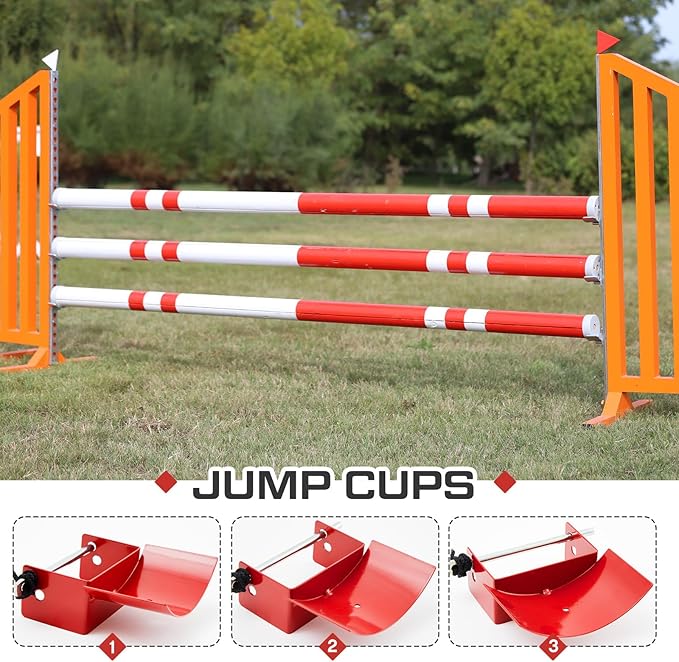 Abbylike 4 Pairs (8 Pieces) Jump Cups Metal Horse Jump Cups with Pin Fits Standards Uprights, Lightweight Durable for Hobby Horse Jumper Equestrian Activities