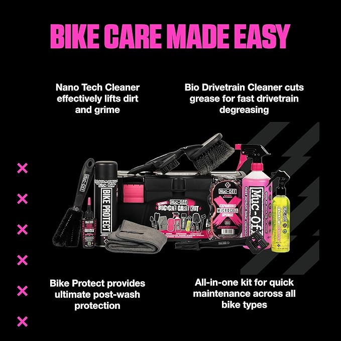 Muc Off Ultimate Bicycle Cleaning Kit - Must-Have Kit to Clean, Protect and Lube Your Bike - Includes Bike Cleaner, Bike Protect, Brushes and More