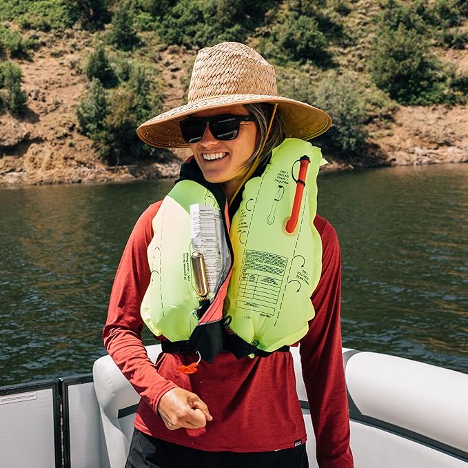 Onyx A/M-24 Automatic/Manual Inflatable Life Jacket, U.S. Coast Guard Approved, Low Profile, Compact Design, Manual Convertible Inflation Option