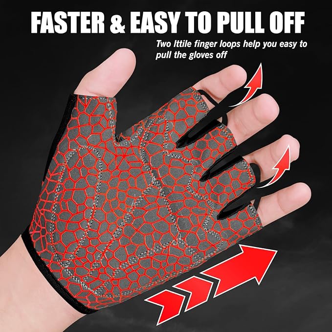 WESTWOOD FOX Cycling Gloves Half Finger Unisex Padded Grips Palm Bicycle Summer MTB Bike Gloves for Men Women Non-Slip Fingerless Short Mountain Bike Sports Hiking Climbing Gym