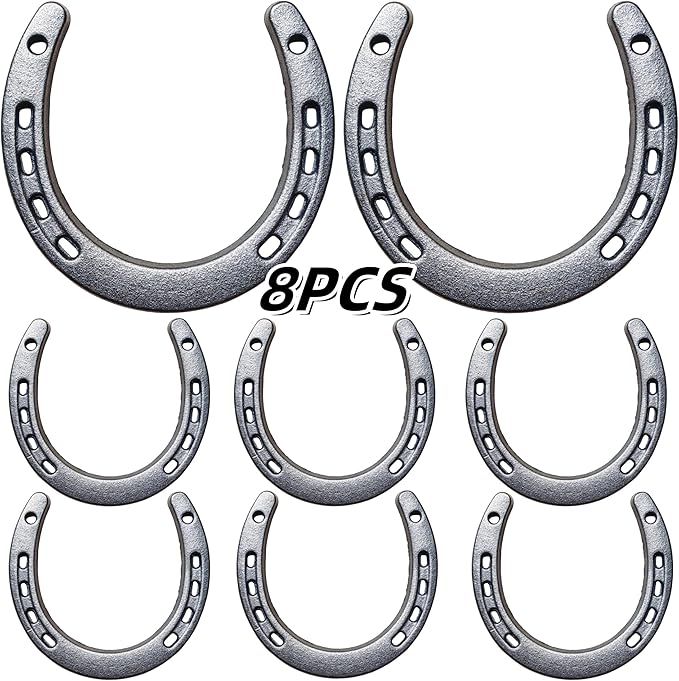 Desyeryamimi 8,12,24 PCS Horseshoe Wall Decor,Lucky Cast Iron Horse Shoes for Decorations,Crafts,Wedding,Birthday,Cowboy Party,Western Party Favors Supplies (8)