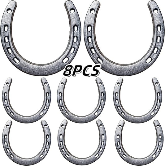 Desyeryamimi 8,12,24 PCS Horseshoe Wall Decor,Lucky Cast Iron Horse Shoes for Decorations,Crafts,Wedding,Birthday,Cowboy Party,Western Party Favors Supplies (8)
