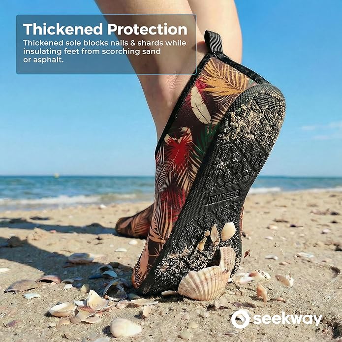 SEEKWAY Water Shoes Women Men Adult Quick-Dry Aqua Socks Barefoot Non Slip for Beach Swim River Pool Lake surf Black SK002(U)