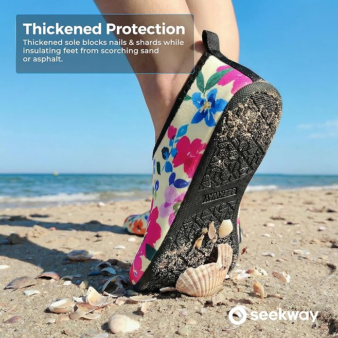 SEEKWAY Water Shoes Women Men Adult Quick-Dry Aqua Socks Barefoot Non Slip for Beach Swim River Pool Lake surf Black SK002(U)