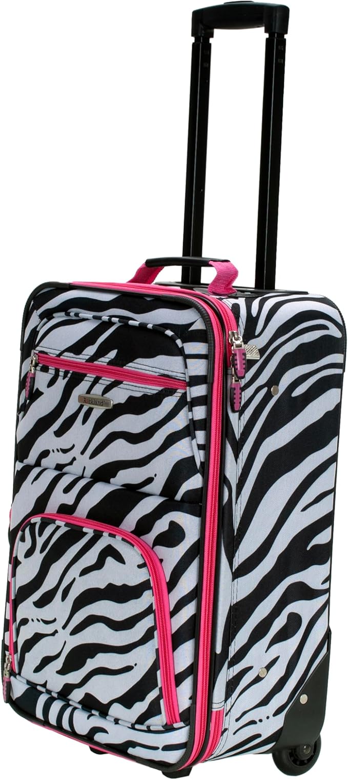 Rockland Fashion Softside Upright Luggage Set, Pink Zebra, 2-Piece (14/19)