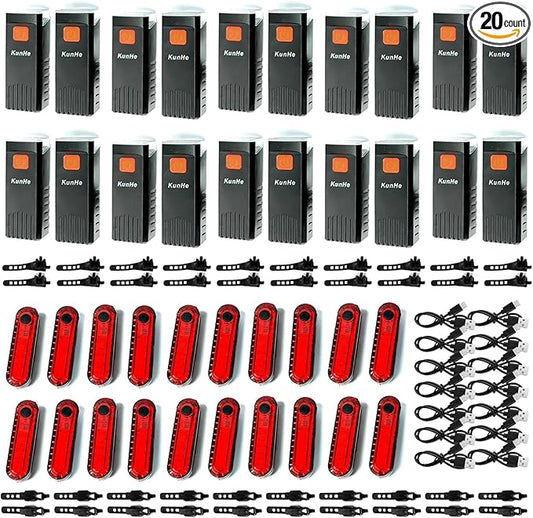 Kunhe USB-C Rechargeable Bike Lights Front and Rear(2or4or10or20 Packs) Night Riding for Kids &Adults 3 Lights Modes Used as a Safety Indicator Light for Skateboards Strollers and Wheelchairs