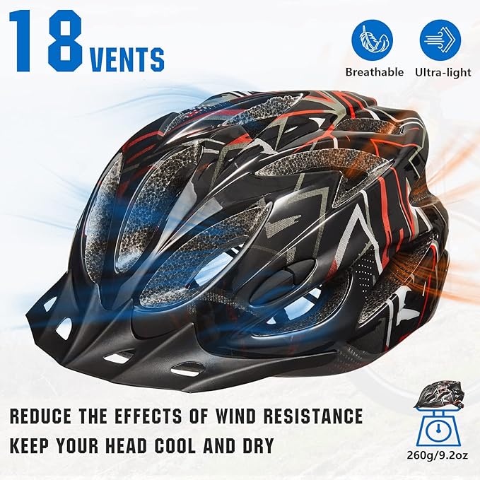 Zacro Adult Bike Helmet, Lightweight Bicycle Helmet with Removable Pads and Visor, CPSC Certified Safety Helmet for Men Women, Mountain Road Cycling Helmet for Adult