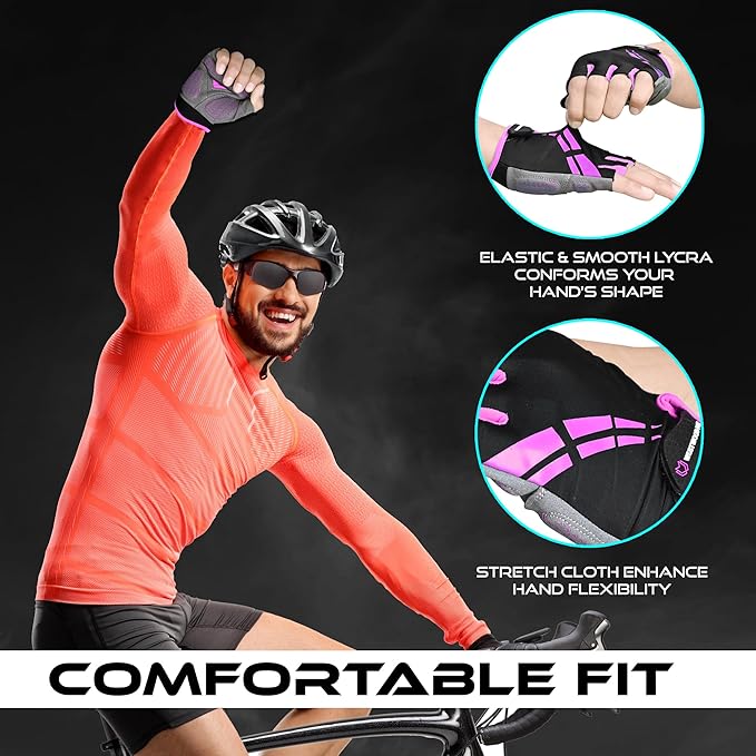 WESTWOOD FOX Cycling Gloves for Men Women,Half Finger Unisex Gel Padded Anti-Slip Mountain Bike Gloves, Breathable Shock Absorption Grip Palm Bicycle Summer Riding MTB Bike Gloves