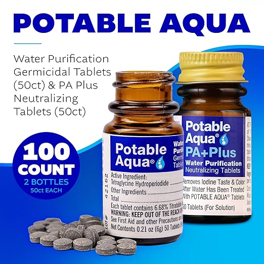 Potable Aqua浄水剤 PA Plus入り - 50錠入りボトル2本
