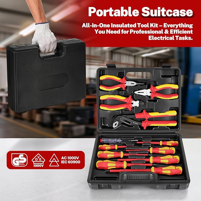 BILITOOLS Insulated Screwdriver & Pliers Set, 1000V Electrical Tools for Electrician Magnetic Phillips Slotted Pozidriv Tips